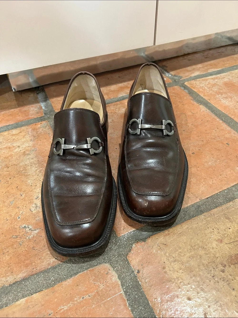 Salvatore Ferragamo Men's Brown Leather Bit Loafers